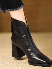 CLAUDIA | LUXURIOSE STIEFELETTEN MIT MITTLEREM  ABSATZ – Schwarz