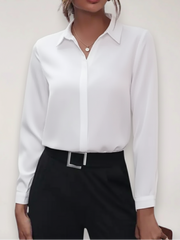 Stefanie | Damen Maßgeschneiderte Bluse mit Knopfleiste für Büro-Outfits – Weiß