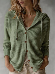 Wiberna | Damen Kapuzen-Strickjacke mit Knopfleiste – Grün