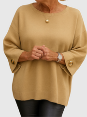 Wiltje | Damen Strickpullover Oversize Rundhals – Beige