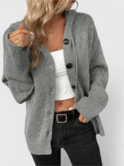 Wiltrud | Damen Strickjacke Oversize mit Knöpfen – Grau