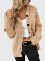 Wiltrud | Damen Strickjacke Oversize mit Knöpfen – Beige