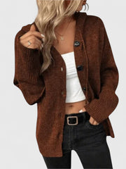 Wiltrud | Damen Strickjacke Oversize mit Knöpfen – Braun