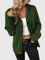 Wiltrud | Damen Strickjacke Oversize mit Knöpfen – Grün