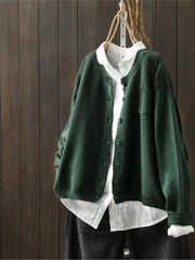 Wulfina | Damen Strickjacke Lockere Passform – Grün