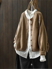 Wulfina | Damen Strickjacke Lockere Passform – Braun