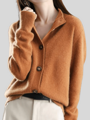 Wulfine | Damen Strickjacke mit Knopfleiste – Orange