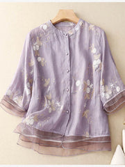 Kourtney – Elegante Damenbluse mit Stickerei – Purple