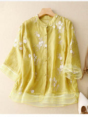Kourtney – Elegante Damenbluse mit Stickerei – Yellow