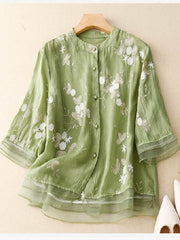 Kourtney – Elegante Damenbluse mit Stickerei – Green